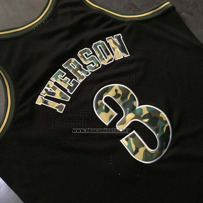 Camiseta Philadelphia 76ers Allen Iverson NO 3 Camuflaje Verde